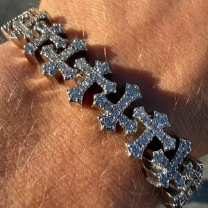 Silver Chrome Style Y2K Cross Bracelet